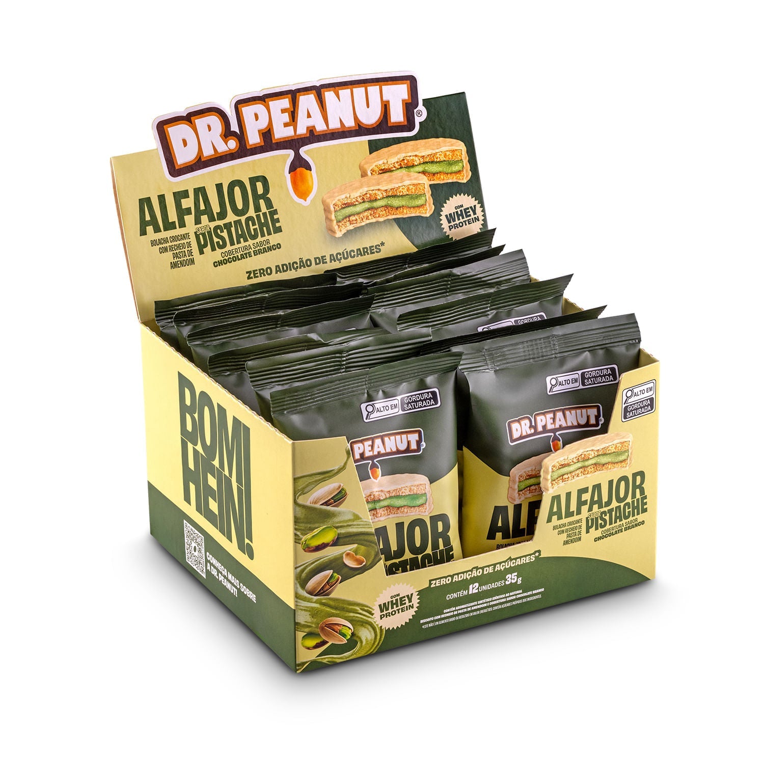 Display Alfajor Pistache com cobertura de chocolate branco - 12 Un. 420g