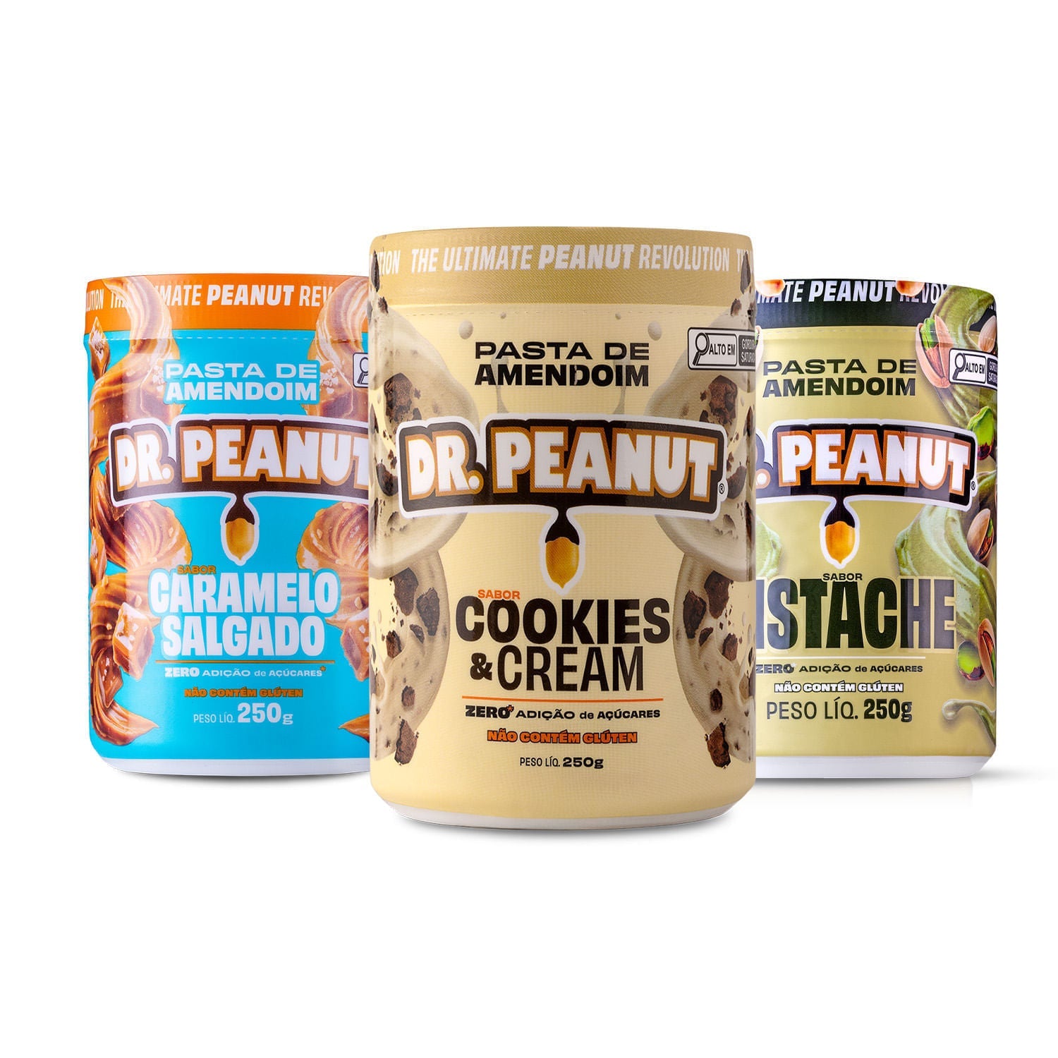 Combo Hype - 3 pastas 250g sabor Cookies & Cream, Caramelo Salgado, Pistache