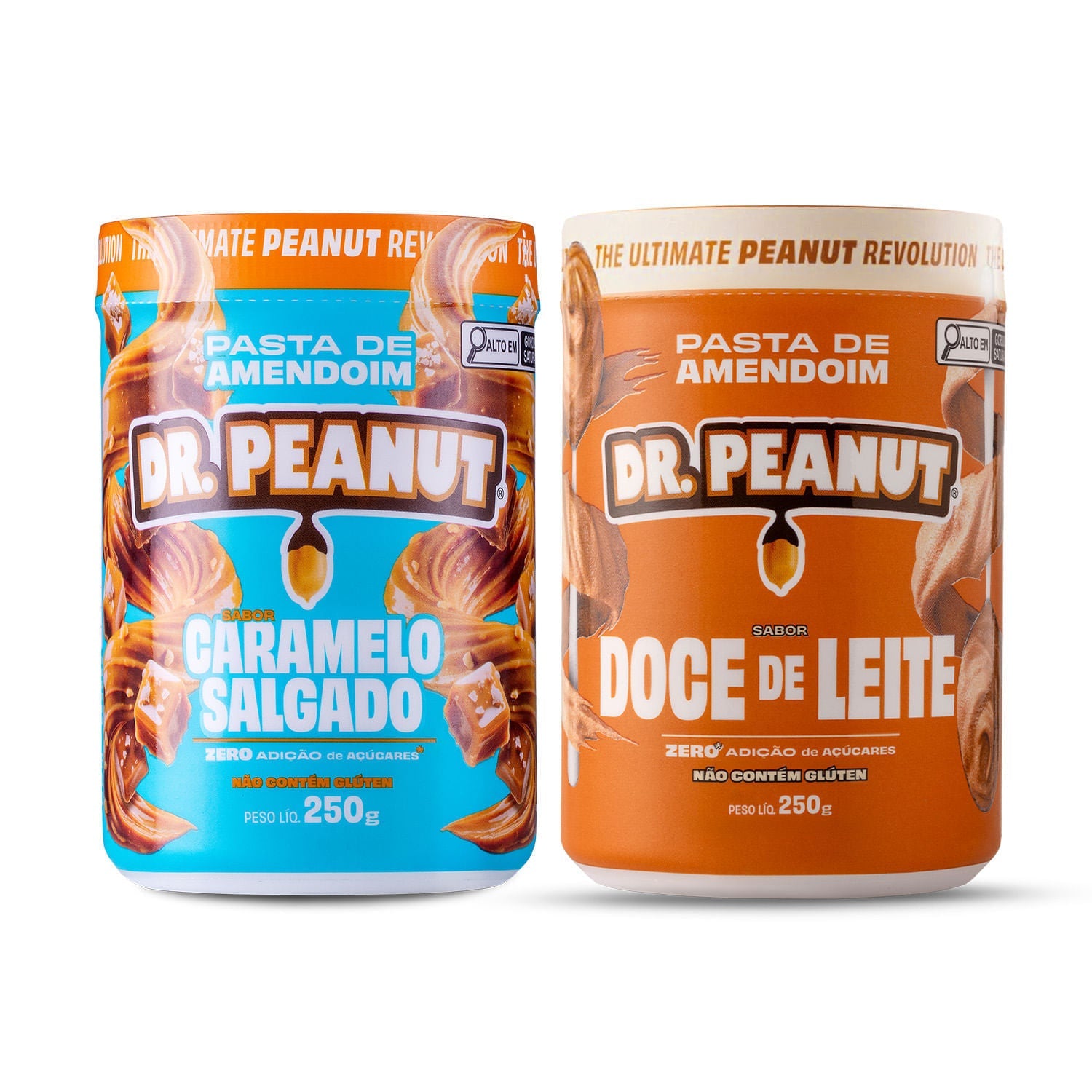 Combo YinYang - 2 pastas 250g sabor Caramelo Salgado e Doce de Leite